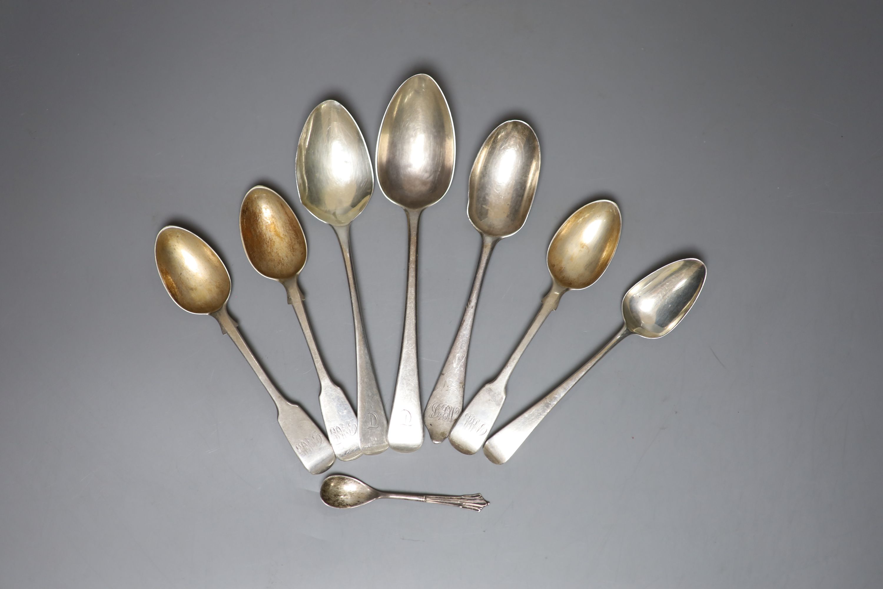 Eight assorted 19th century and later silver spoons